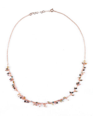 collana in argento e oro rosa con grappoli di tormalina
