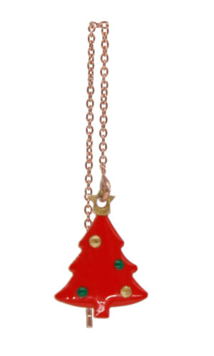 Orecchini catena e ciondoli smaltati - Albero di Natale rosso