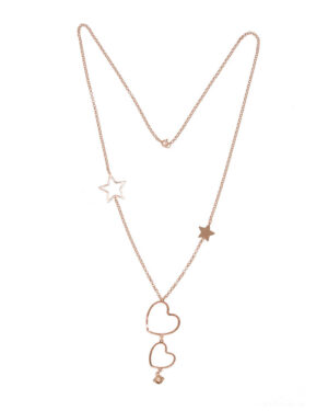 Collana argento e oro rosa con cuori stelle e acchiappasogni