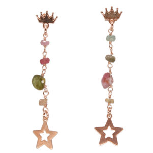 Orecchini argento e oro rosa con tormalina e stelle